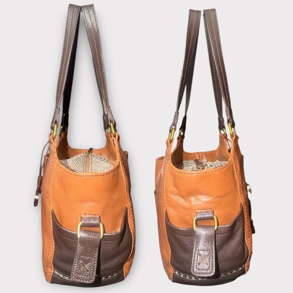 The Sak Kendra Satchel Brown Teak Multi Leather Shoulder Bag Pockets Boho Hobo - Picture 5 of 8